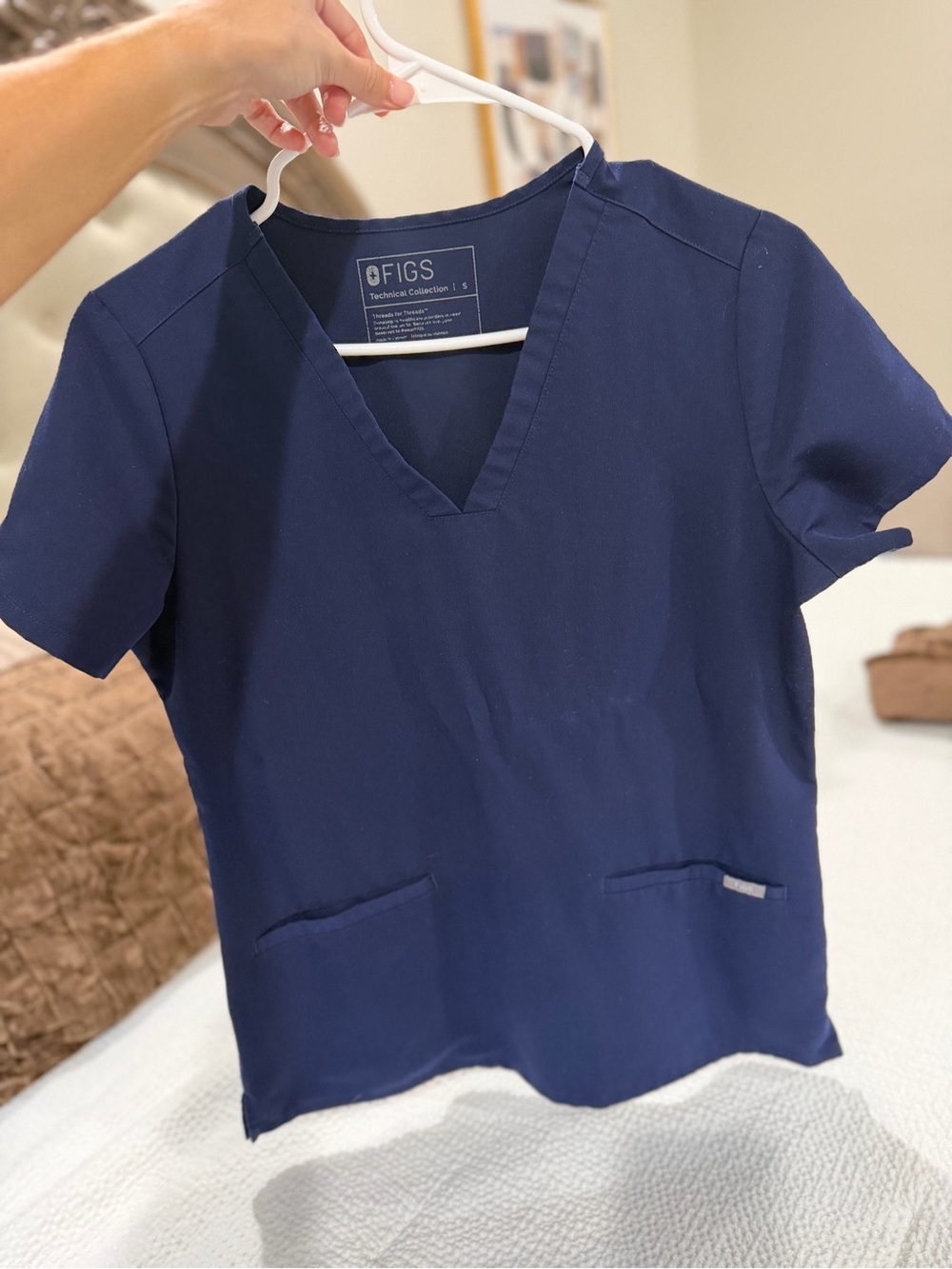 FIGS Navy Short-Sleeve V-Neck Scrub Top
